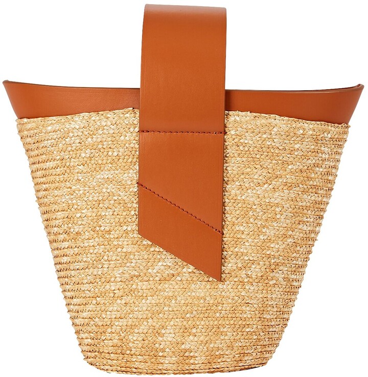 Carolina Santo Domingo Amphora LeatherTrimmed Straw Bag ShopStyle