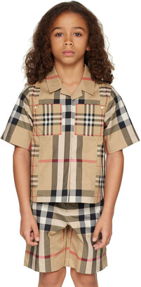 Burberry Kids Beige Patchwork Check Shirt