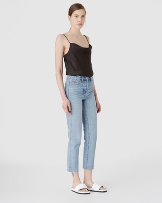 Camilla And Marc Women's Blue Printed T-Shirts - Margot Cropped Straight Leg Jeans - Size W24/L28 at The Iconic