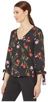 Thumbnail for your product : CeCe 3/4 Sleeve Enchanted Wildflower Blouse with Tie Sleeves (Rich Black) Women's Clothing