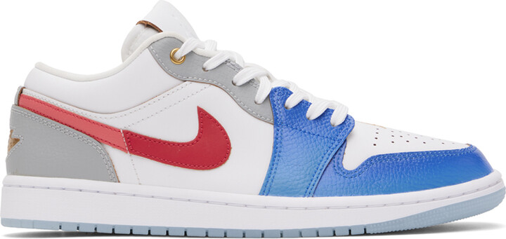 low top blue and white jordans