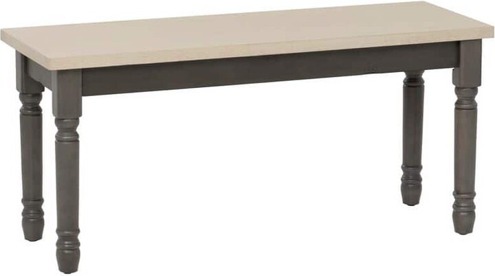 Powell Company Angie Dark Gray and Smokey White Dining Bench Backless with Wood Seat 40 in.