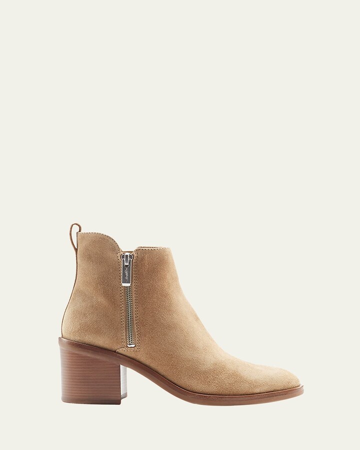 70mm Alexa Suede Zip Ankle Booties