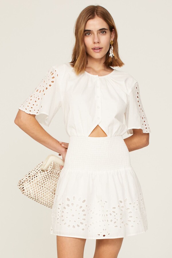Thakoon x RTR Eyelet Smocked Dress White