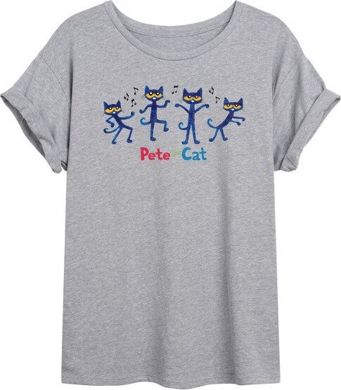 Pete The Cat Women'sPetetheCatDanceOversizedGraphicT-Shirt-HeatherGrey-X-Large
