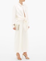 Thumbnail for your product : Saint Laurent Tie-waist Silk-charmeuse Blouse - Ivory