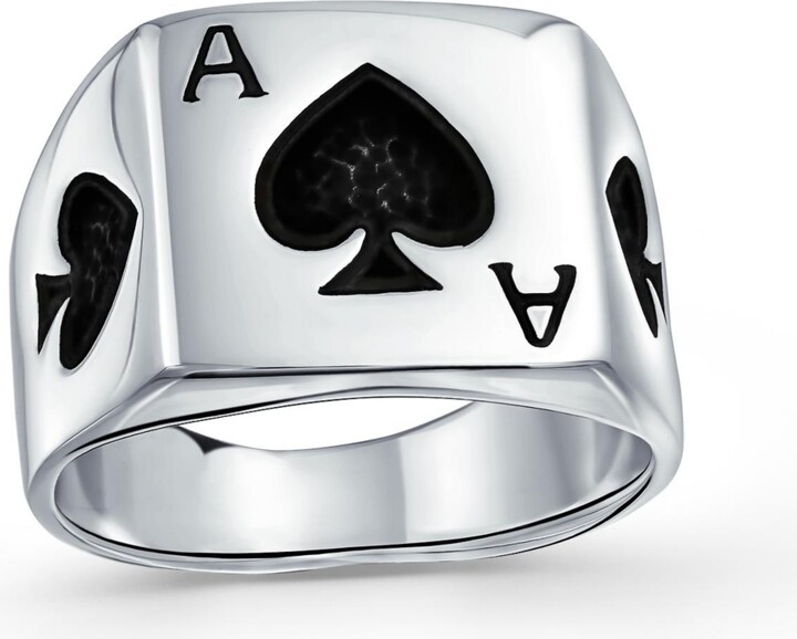 Bling Jewelry Lucky Las Vegas Gambler Ace Of Spade Ring .925 Sterling Silver