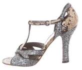 Thumbnail for your product : Miu Miu Glitter T-Strap Sandals
