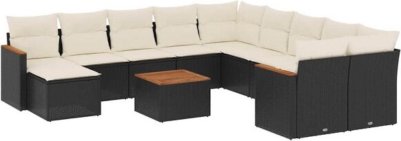 VidaXL vidaXLGardenSofaSetBlackCreamWhite