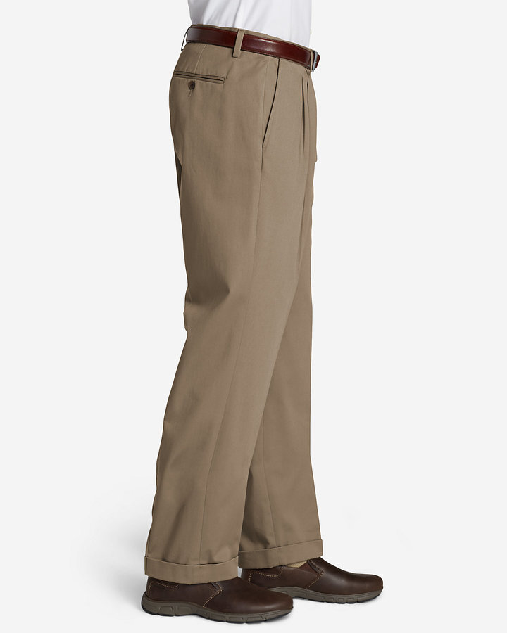 Eddie Bauer Men's Performance Dress Comfort Waist Pleated Khaki Pants