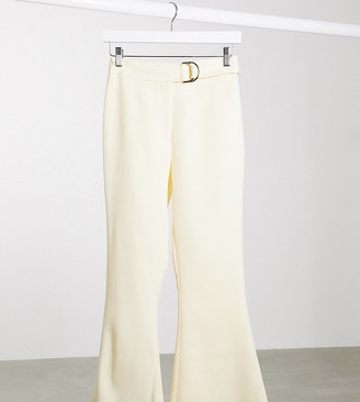 4th & Reckless Petite Exclusive tailored pants with belt in cream