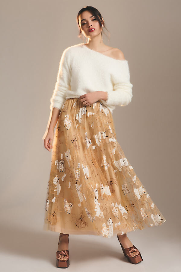 Geisha Designs Horse Applique Maxi Skirt ShopStyle