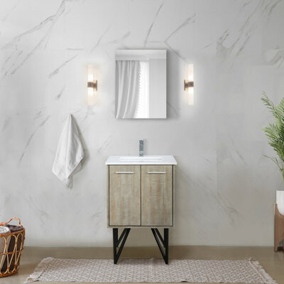 Rustic Bath Vanity With Marble Top, Faucet, 28 In. W Mirror - Scratch And Stain For Lasting Bathroom Appeal Countertop, Faucet ,