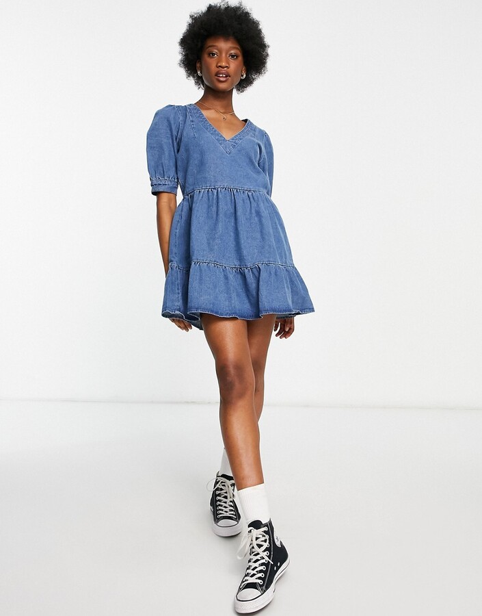 denim layered dress