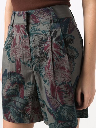 Emporio Sirenuse Beatrice palm tree-print linen shorts