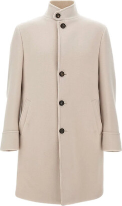 stand collar wool coat フリーサイズ　ベージュ Mens Standing Collar Wool Coat | ShopStyle