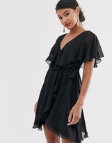 Thumbnail for your product : ASOS DESIGN cape back dipped hem mini dress