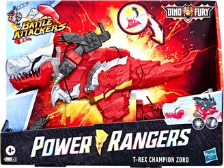 Marvel Power Rangers Battle Attackers Dino Fury T-Rex Champion Zord Electronic Action Figure