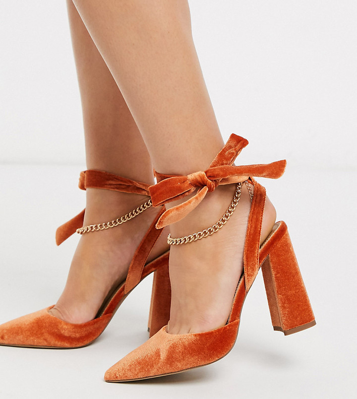 orange velvet shoes