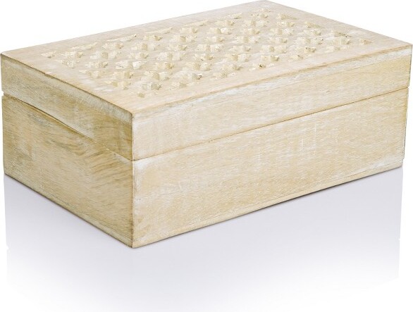 Mela Artisans Wood Keepsake Box With Hinged Lid, 10.5 X 7.5 X 4