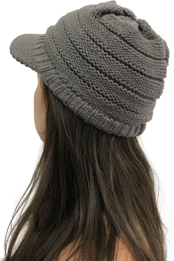 Visor Womens Winter Hat With Bill Women's Winter Hats Chunky Knit