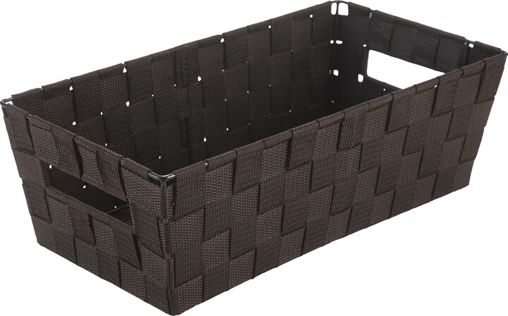 Simplify Medium Woven Strap Shelf Tote Basket in Chocolate