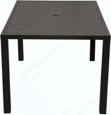 Latitude Run Outdoor Dining Table For 8 Person,Square Slatted Metal Patio Table For Deck Garden Lawn Backyard Use With Umbrella Hole