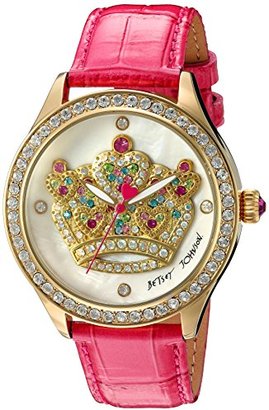 Betsey Johnson Women's Quartz Metal and Leather Watch, Color:Pink (Model: BJ00517-37)