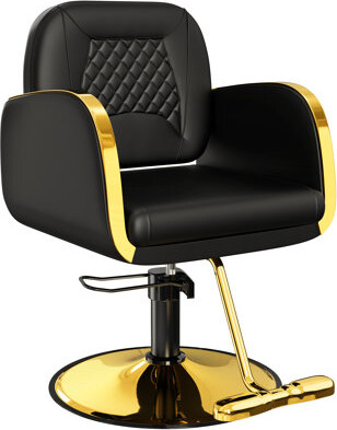 Inbox Zero Premium Black And Gold Salon Chair For Hair Stylist With Upgraded Durable Material 360 Degree Swivel Luxury Gold Armrests Styling Chair Support Up