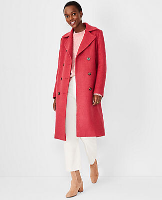Ann Taylor Petite Textured Wool Blend Double Breasted Coat - ShopStyle