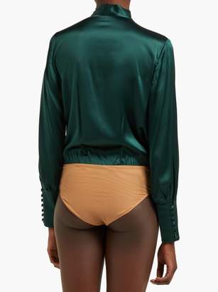 Jonathan Simkhai Wrap Front Silk Blend Bodysuit - Womens - Dark Green
