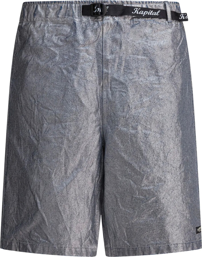 KAPITAL 12oz Metallic-Effect Bermuda Shorts