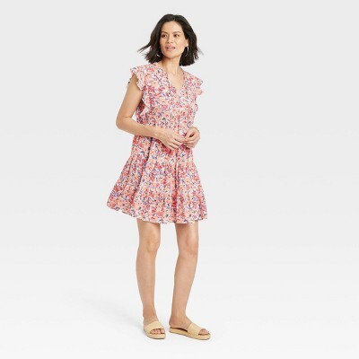 Women's Short Sleeve Peasant Dress - Knox RoseTM Red