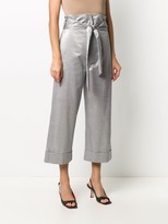 Thumbnail for your product : D-Exterior Metallic Sheen Cropped Trousers