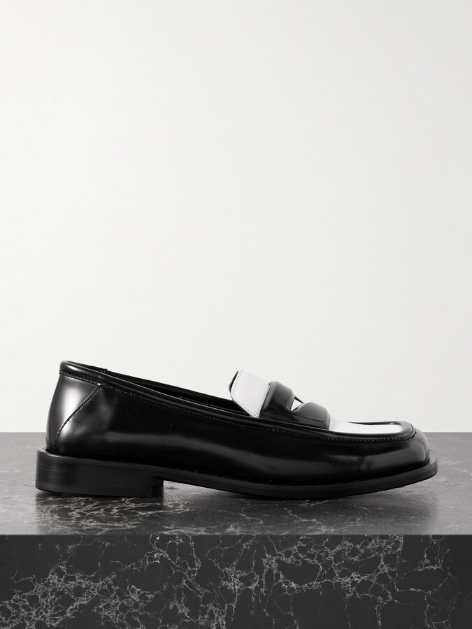 ATTICO Amanda Logo-debossed Two-tone Leather Loafers - Black