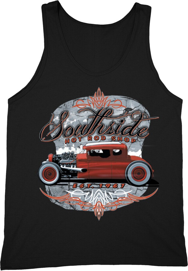 Etsy Men's South Side Hot Rod Shop Tank Classic Car Garage Engine Motorcycle Motor Tanktop Black