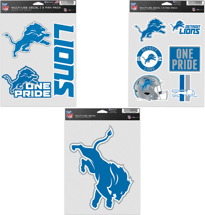 WinCraft Detroit Lions Three-Pack Fan Decal Set