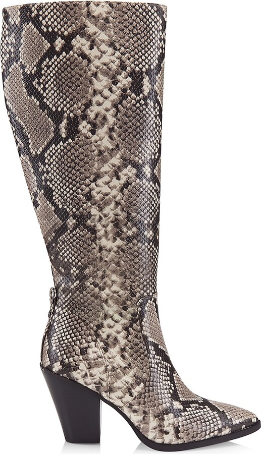 MICHAEL Michael Kors Dover SnakeEmbossed Heeled Tall Boots ShopStyle