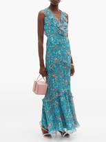 Thumbnail for your product : Saloni Rita Floral-print Silk Crepe De Chine Maxi Dress - Womens - Blue Multi