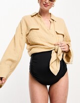 Thumbnail for your product : ASOS Maternity ASOS DESIGN Maternity mix and match gathered high waist bikini bottom in black