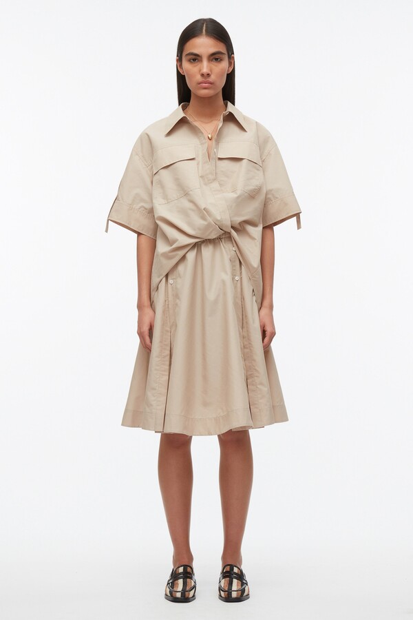 L’Or waist tuck shirt dress khaki Tucked Front Shirt Dress in KHAKI - ShopStyle