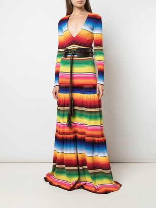 Carolina Herrera Striped Tiered Maxi Dress