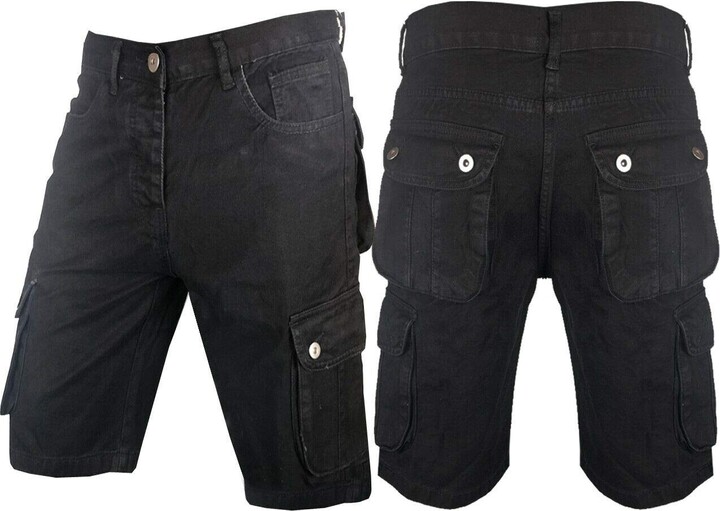 SKT Men`s Cargo Denim Jeans Shorts (Black ShopStyle