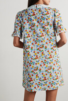 Thumbnail for your product : HVN Marie Lace-trimmed Printed Cotton-voile Mini Dress - Blue
