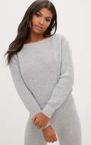 Thumbnail for your product : PrettyLittleThing Cream Slash Neck Crop Jumper