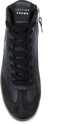 Leather Crown high-top lace-up sneakers