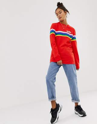 Ellesse long sleeve t-shirt with chest logo and rainbow stripe exclusive to ASOS