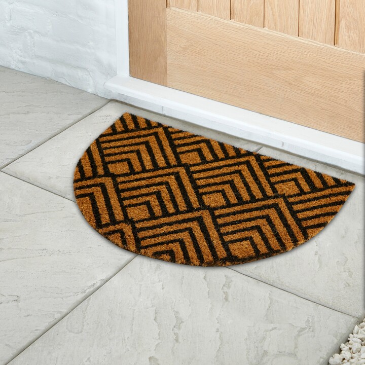 Dunelm Mono Geo Half Moon Coir Doormat Brown/Black ShopStyle Rugs
