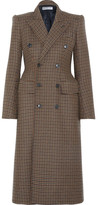 Thumbnail for your product : Balenciaga Hourglass Double-breasted Checked Wool-blend Coat - Burgundy