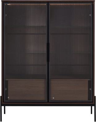 wendeway 51.2'' Freestanding Display Cabinet With 2 Storage Drawers, Pantry With Glass Doors & LED Lighting, Curio Cabinet With Glass Door & 3-Tier Adjustable